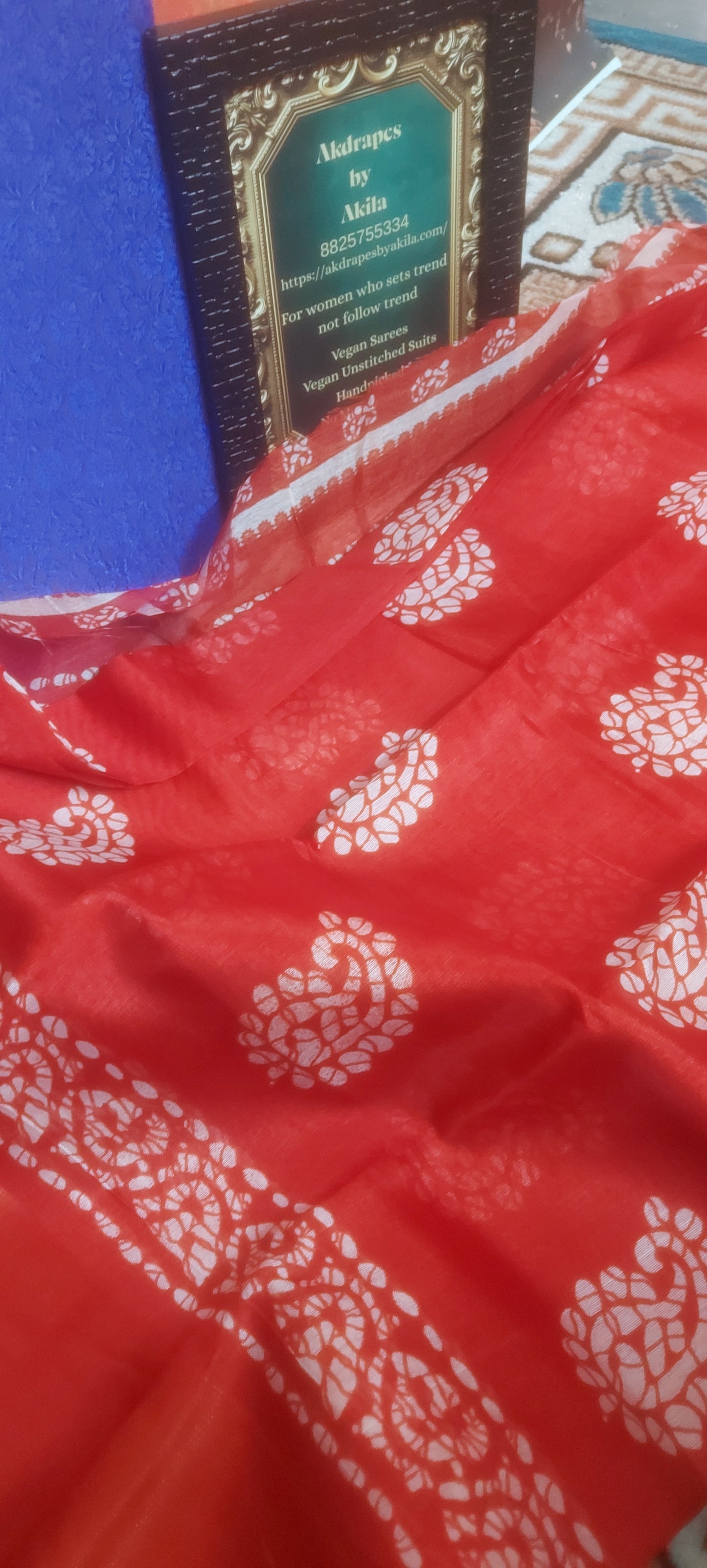 Red Mango Batik linen zari border saree JA26024