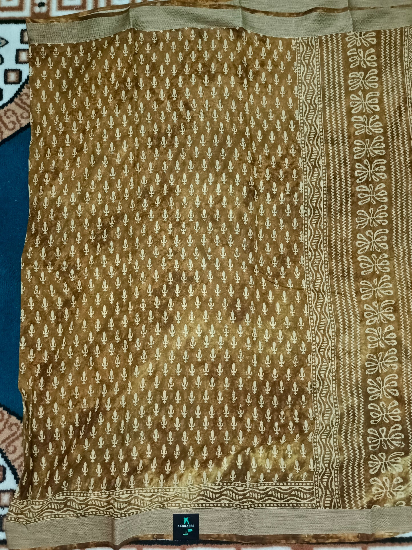 Brown Pina cola vol 1 Rapid discharge Vegan mull cotton saree HA25491