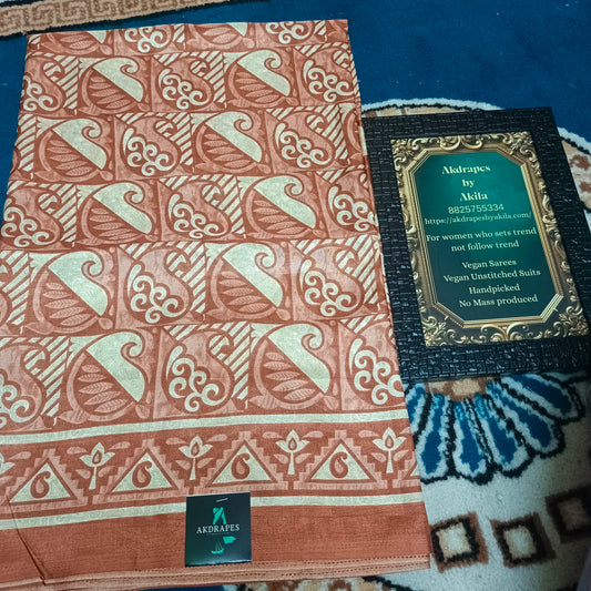 Brown Vriddhi silk vol 7 vegan tussar crepe digital saree SA25659