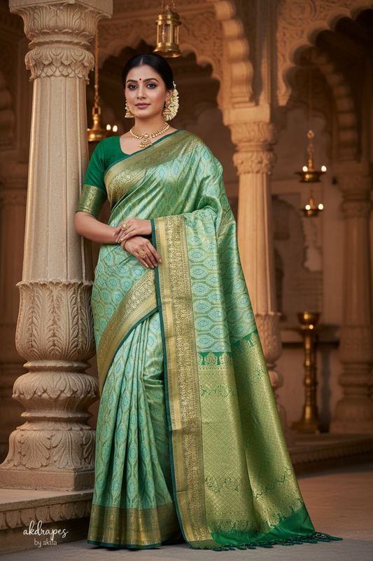 Green Swarnika Vegan bridal silk saree JA25313