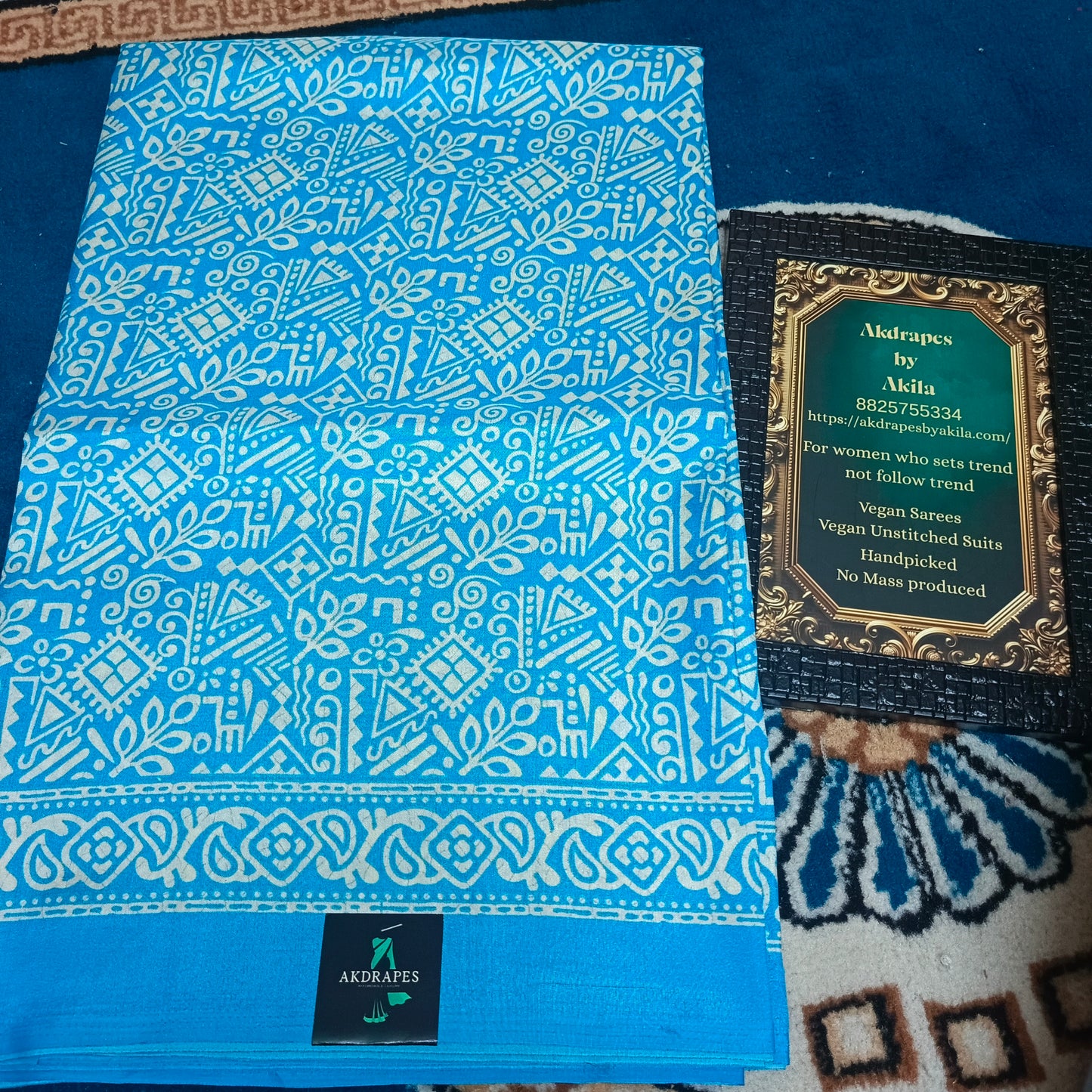 Blue Vriddhi silk vol 2 vegan tussar crepe digital saree SA25639