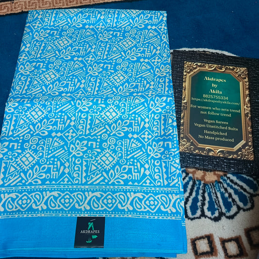 Blue Vriddhi silk vol 2 vegan tussar crepe digital saree SA25639