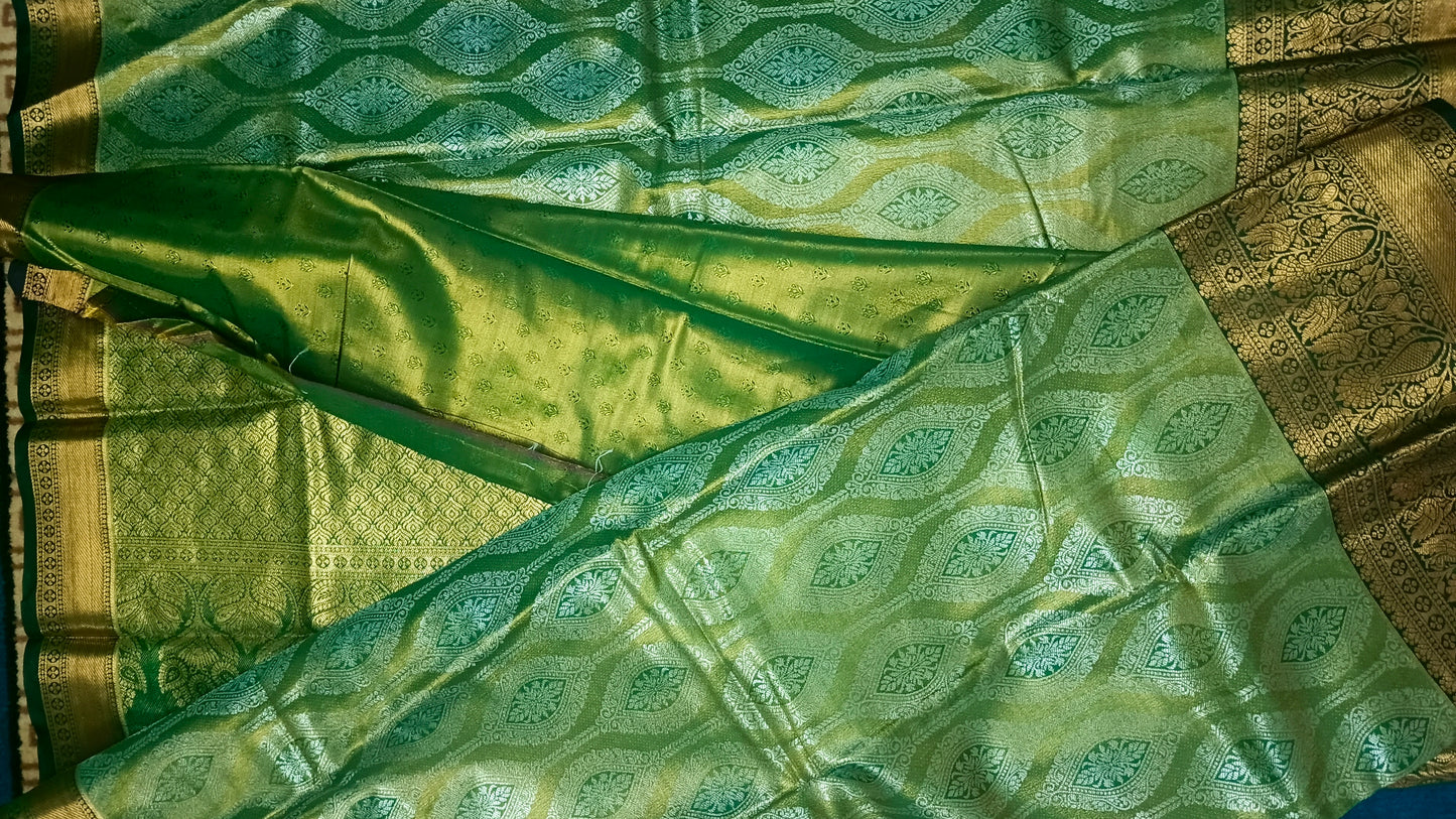 Green Swarnika Vegan bridal silk saree JA25313