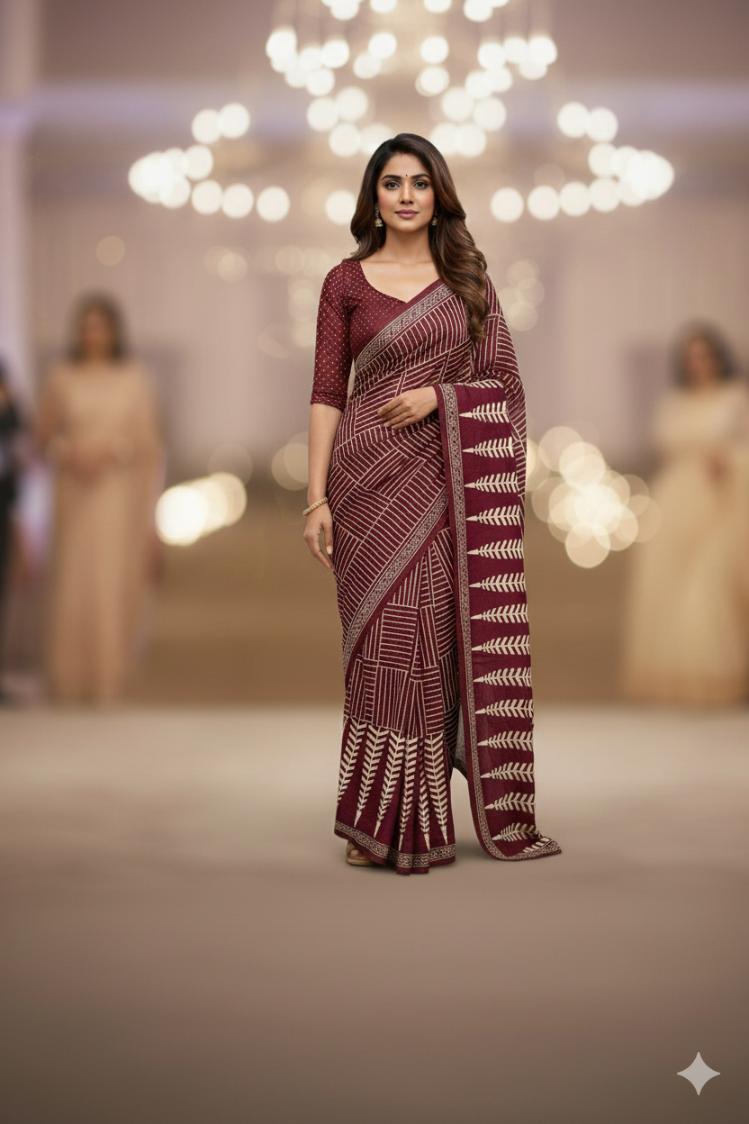 Maroon Mystic Mashru vegan silk saree SA25858