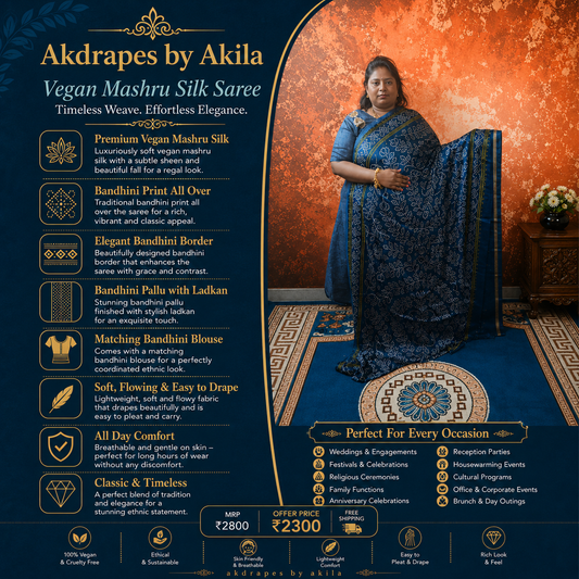 Blue Mystic Mashru vegan silk saree SA25862