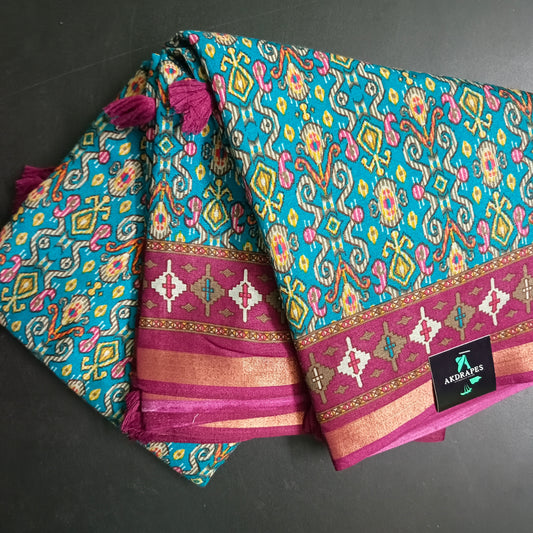 Blue sugandha vegan digital malai cotton saree SA25578