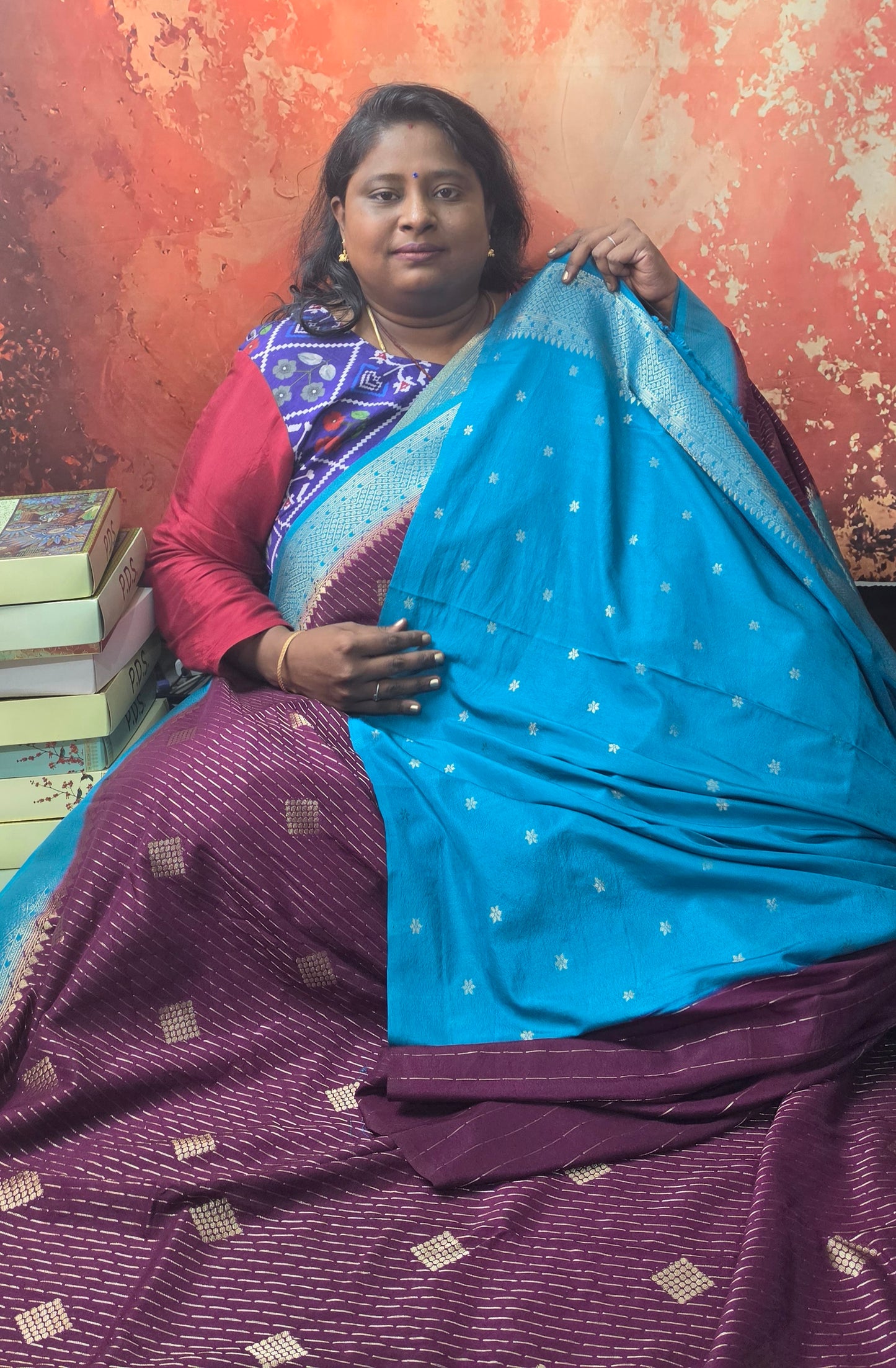 Wine Blue Resha Vegan Mysore crepe silk saree MA25243