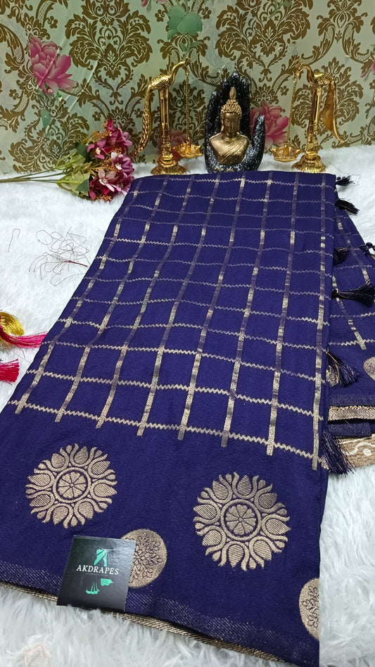 Navy Blue Sudar Chakkram vegan kaddi georgette saree MA25101
