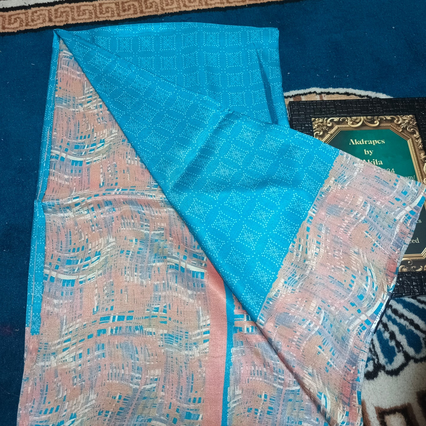 Blue Kashmiri vegan crepe Silk vol 02 SA25667