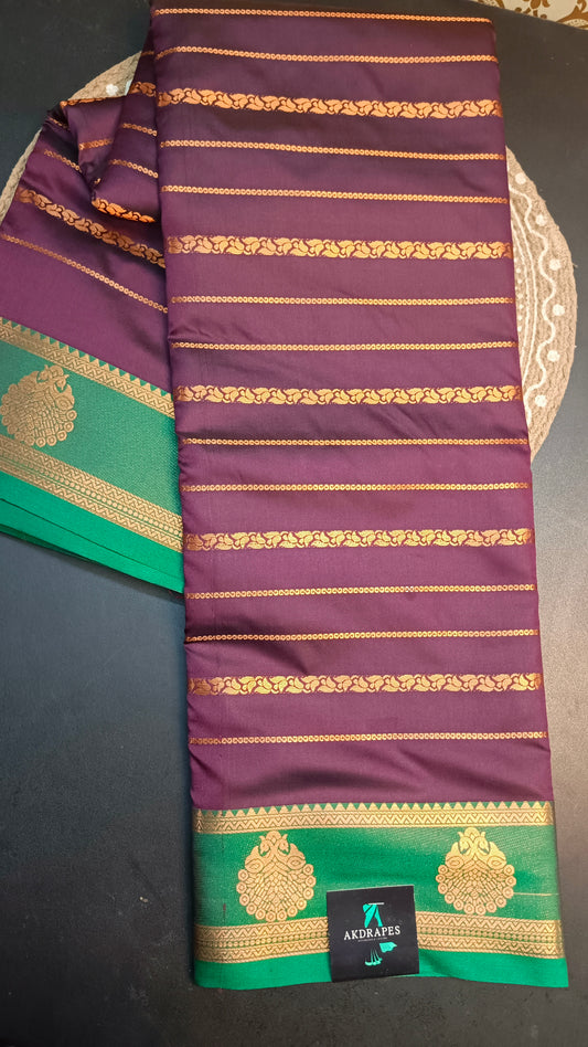Dark purple green  Veldhari Vegan mysore silk saree MA25085