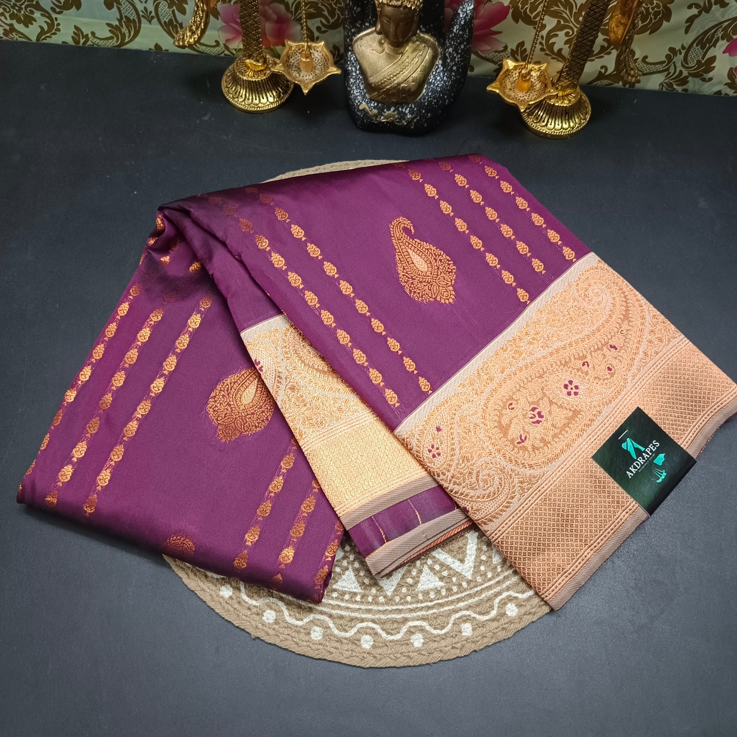 Wine Beige vegan Kanchi silk saree MA25130
