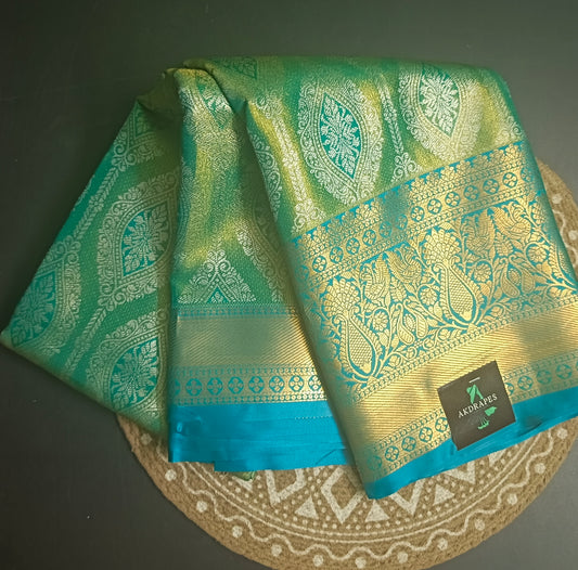 Sea blue Swarnika Vegan bridal silk saree JA25314
