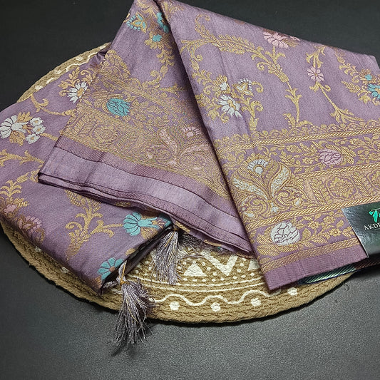 Lilac Anaamika vegan kaddi georgette saree MA25275