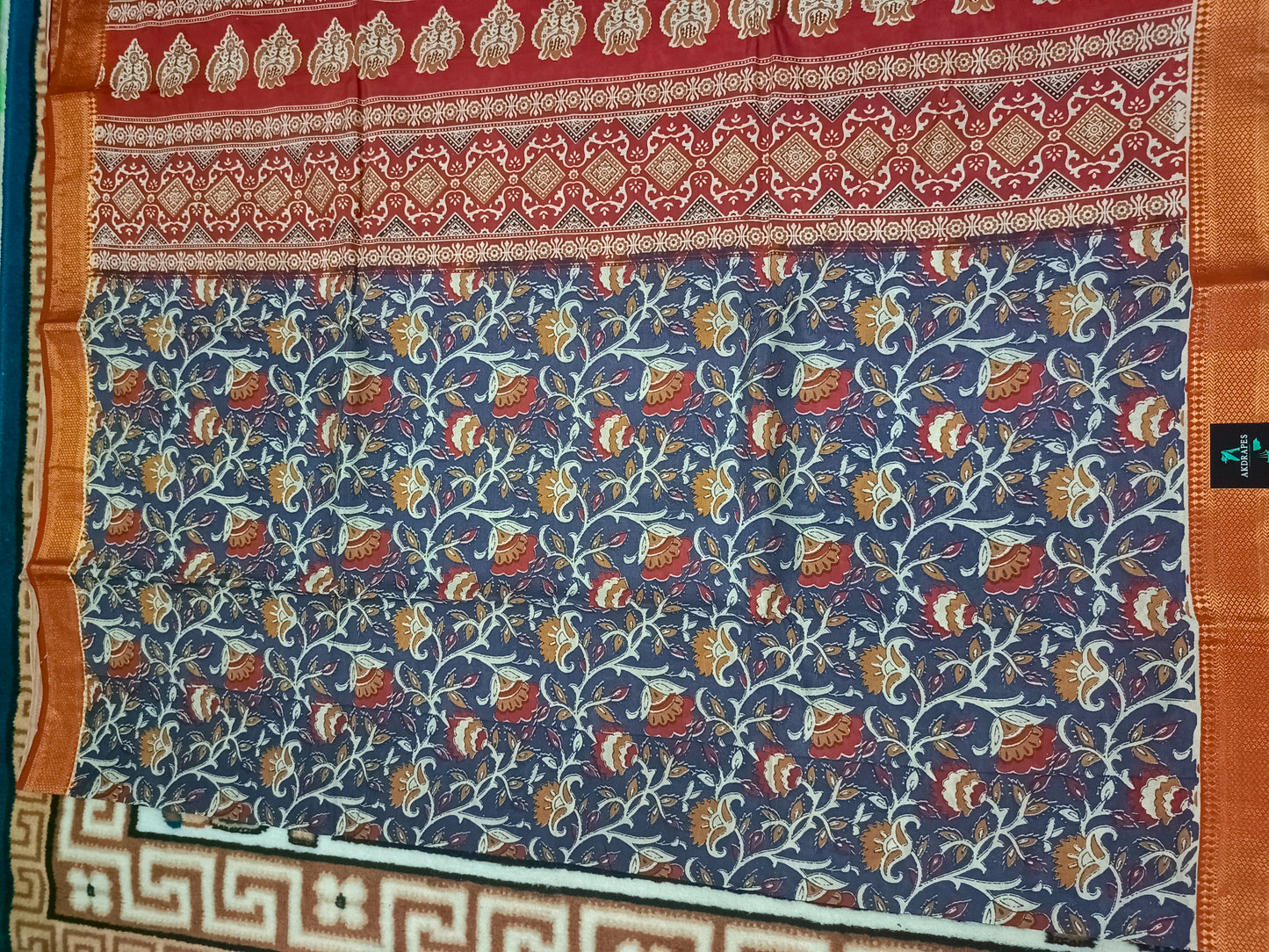 Violet Kalamkari veg dyed Vegan Magalgiri silk cotton Saree HA25473