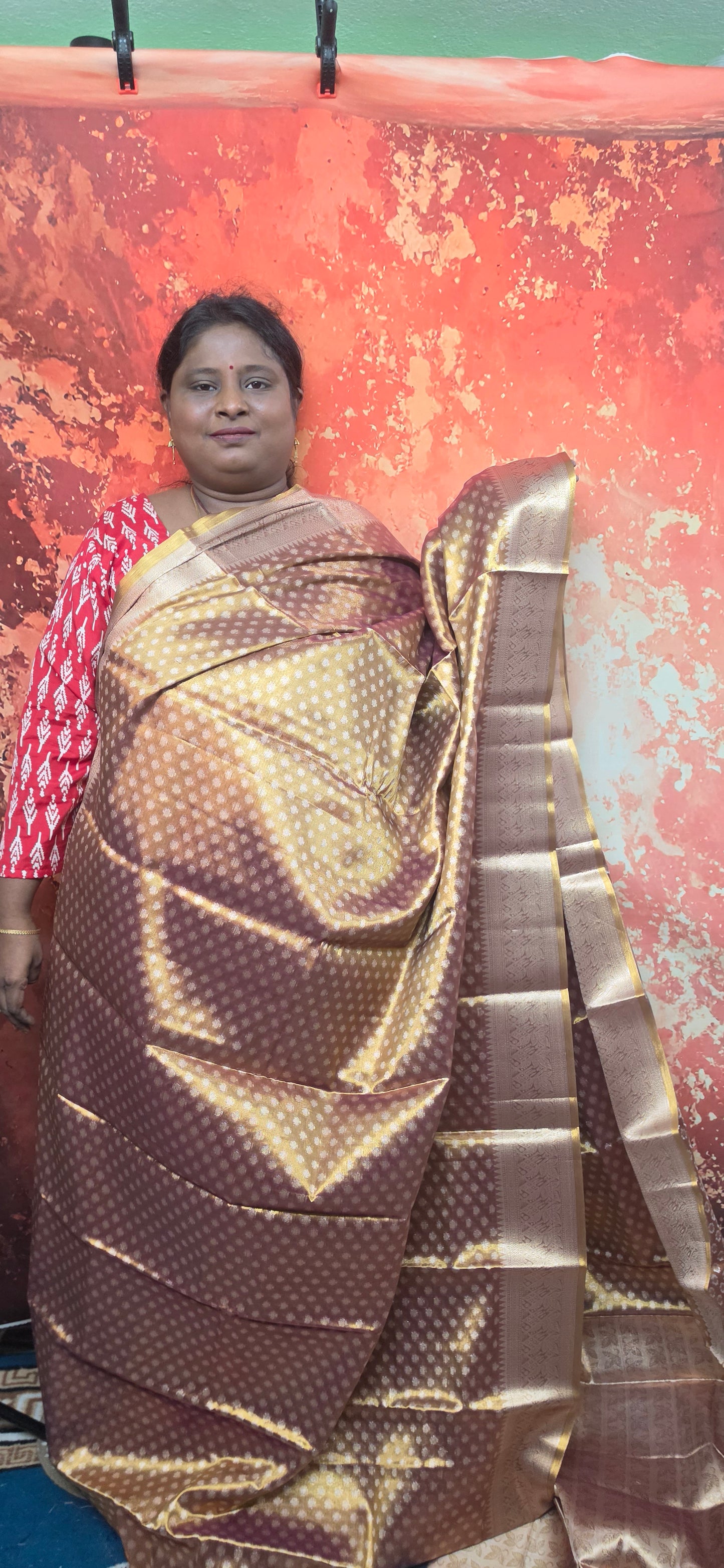 Gold Regal Heritage vegan tissue silk saree JA25323