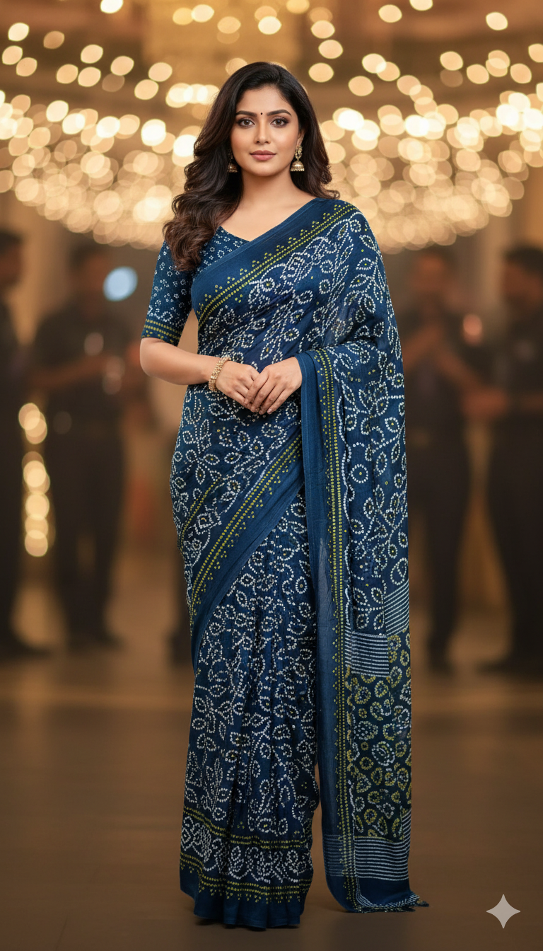 Blue Mystic Mashru vegan silk saree SA25862