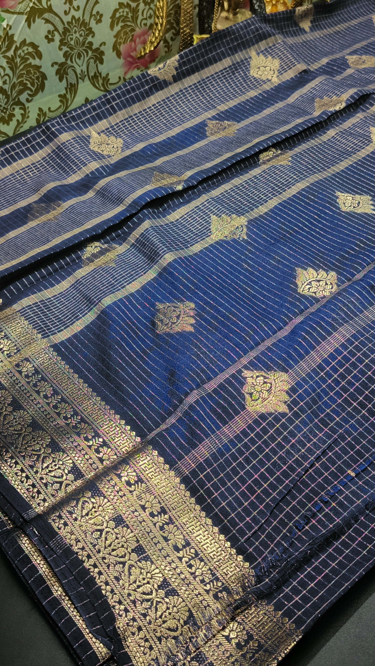 Navy blue Jaalika Vegan Viscose Georgette Saree MA25227