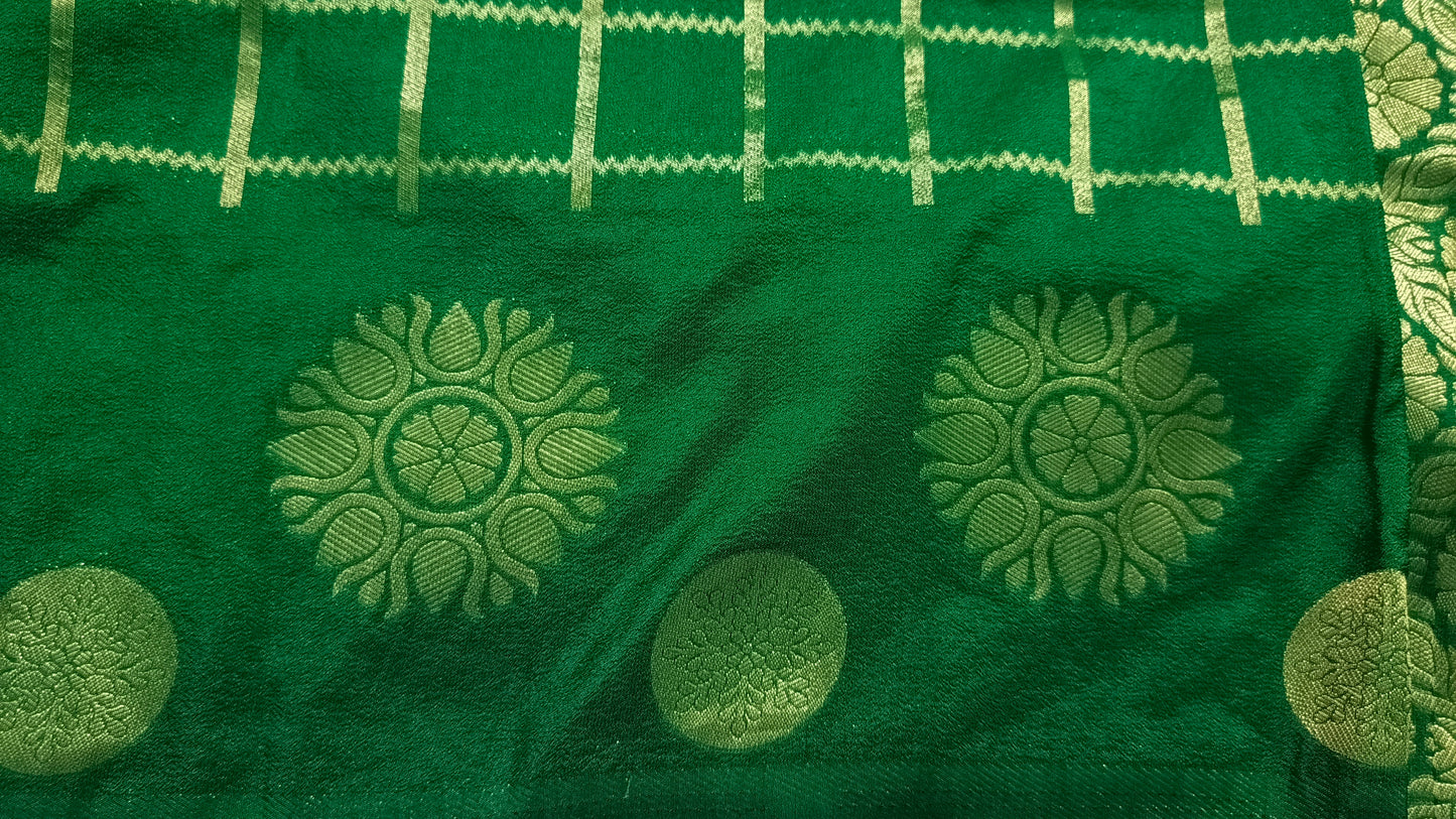 Bottle Green Sudar Chakkram vegan kaddi georgette saree MA25097