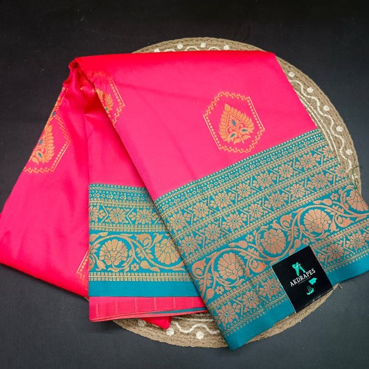 Hot Pink Sea Green Anantha vastra Vegan Kanchi soft silk saree MA25119
