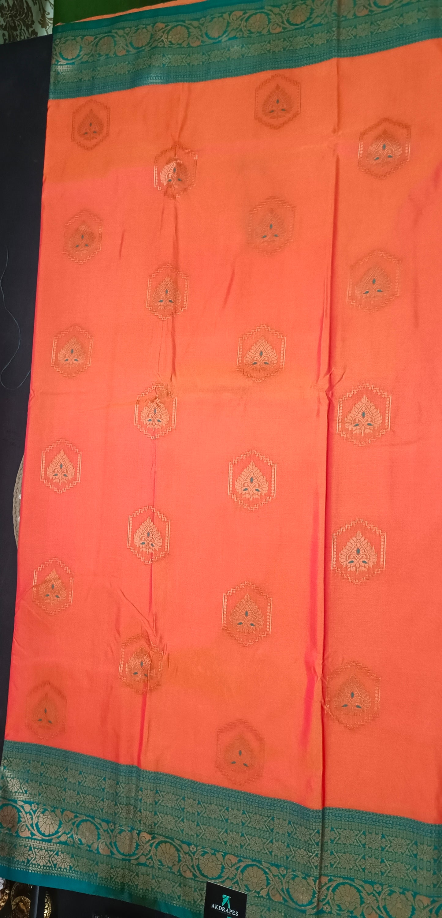 Peach Sea green Anantha vastra Vegan Kanchi soft silk saree MA25120