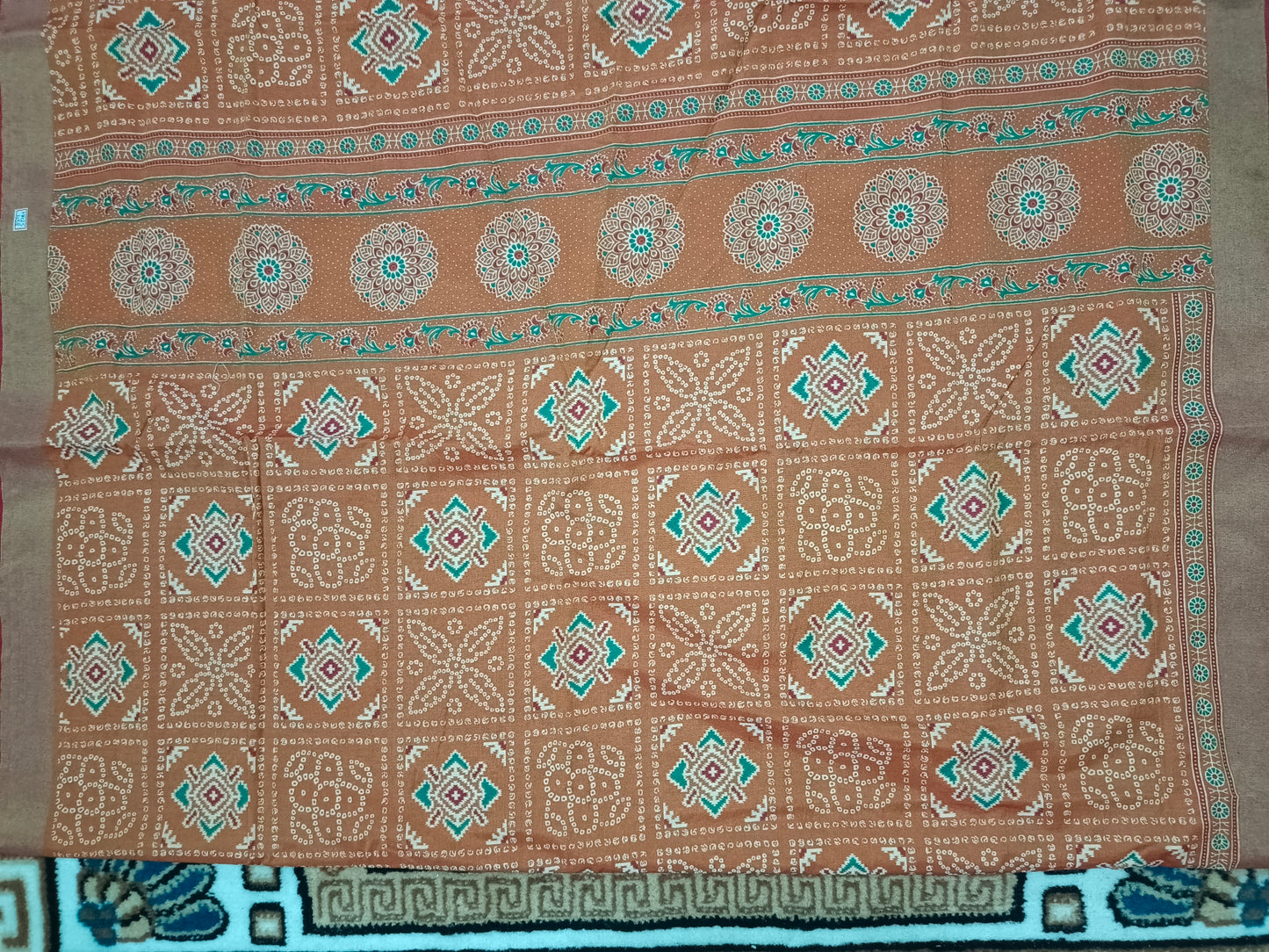 Rust Orange patola bandhini vegan mull cotton saree HA25458 - Lightweight Summer Wear 🌿