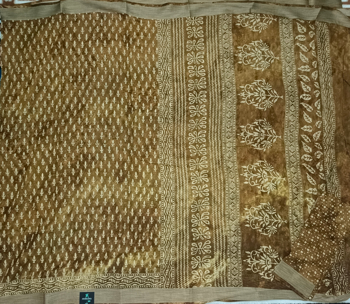 Brown Pina cola vol 1 Rapid discharge Vegan mull cotton saree HA25491