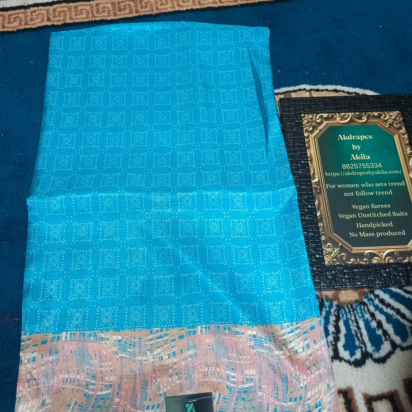 Blue Kashmiri vegan crepe Silk vol 02 SA25667