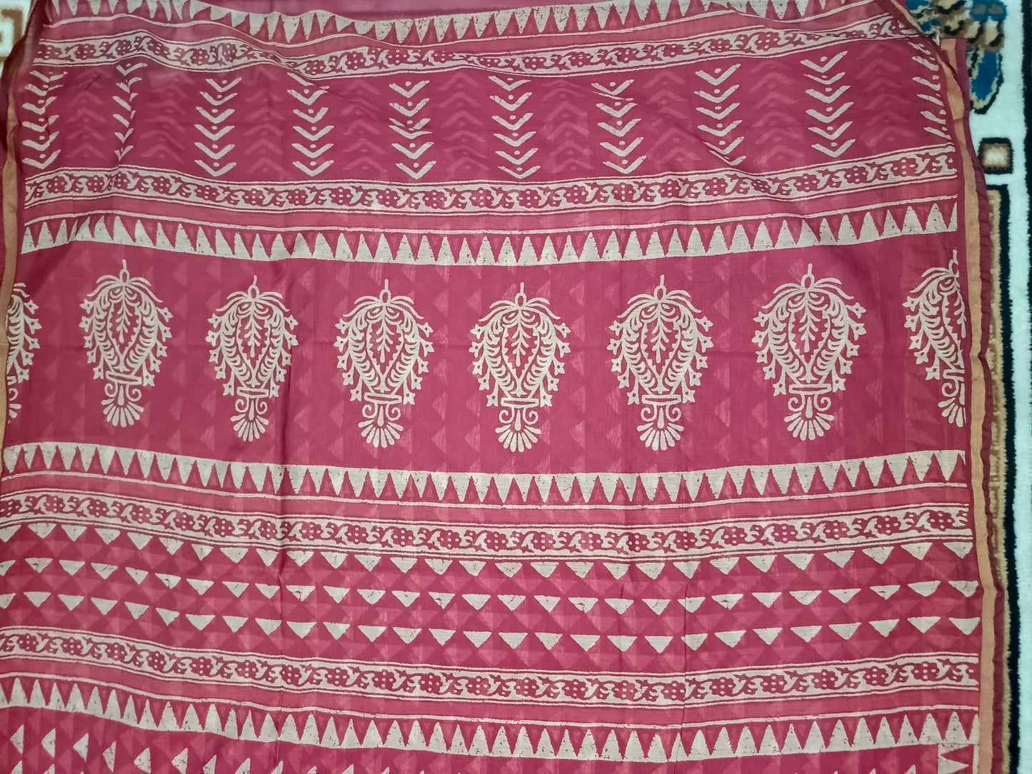 Pink Rapid discharge Vegan chanderi cotton saree HA25453