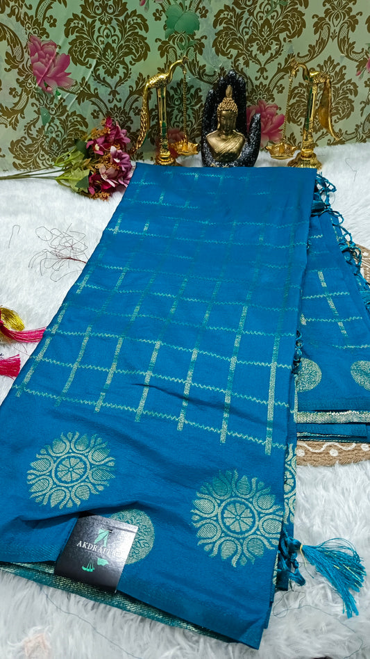 Sapphire Blue Sudar Chakkram vegan kaddi georgette saree MA25099
