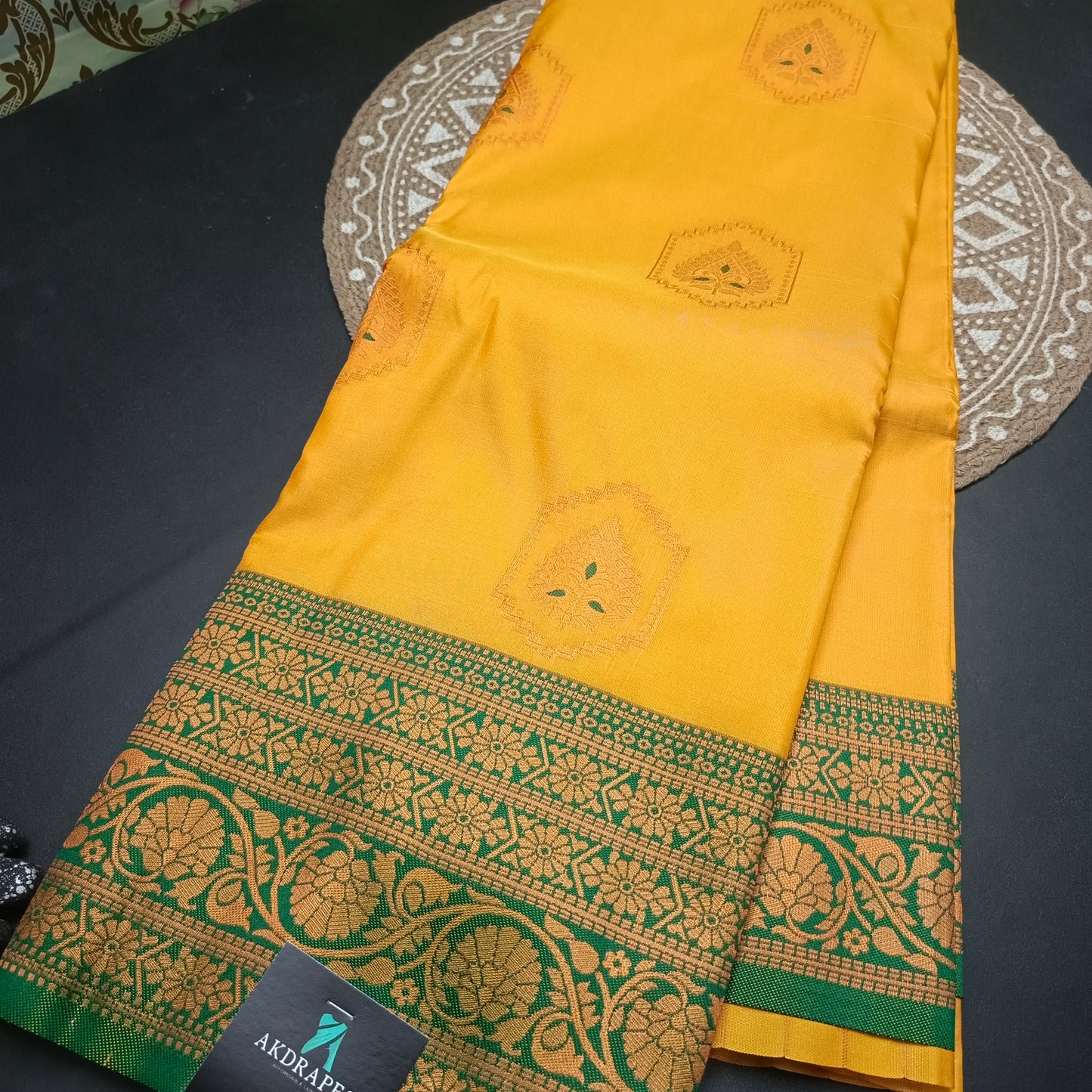 Yellow Green Anantha vastra Vegan Kanchi soft silk saree MA25118