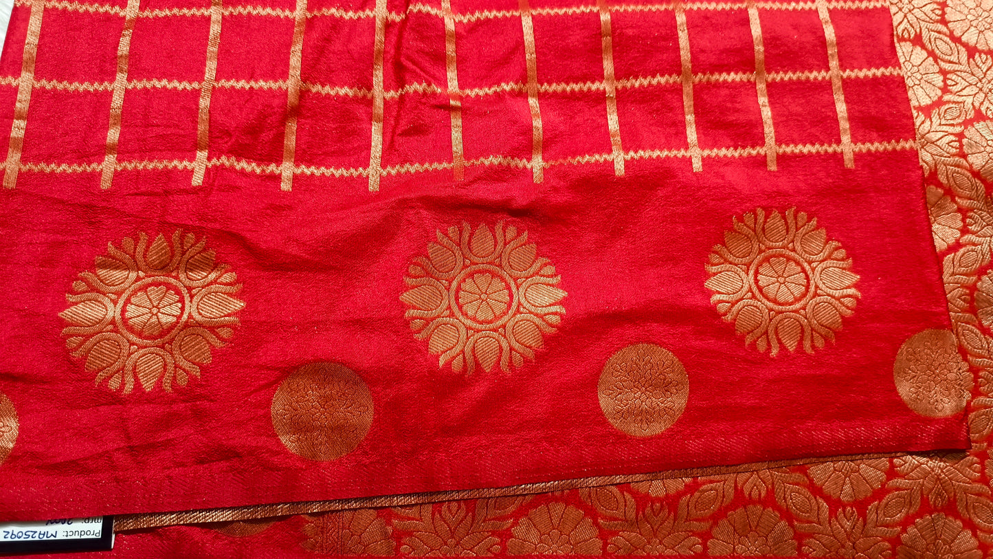 Red Sudar Chakkram vegan kaddi georgette saree MA25092