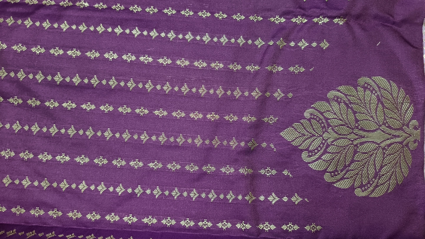 Purple with pastel Varnajalam vegan premium kanchi silk saree LA25917