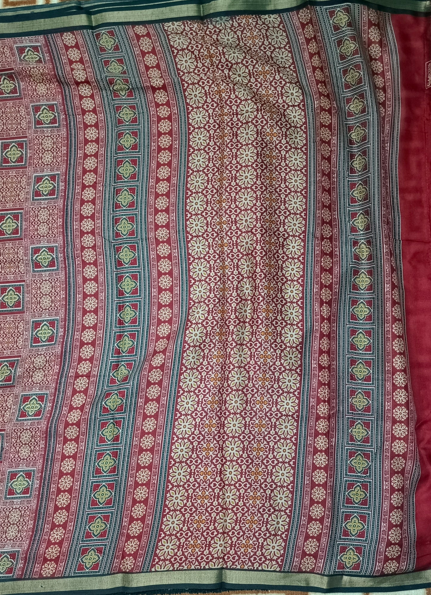 Red sugandha vegan digital malai cotton saree SA25580