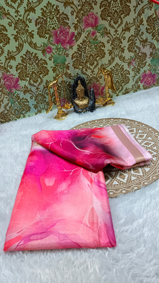 Pink Marble Vegan Chiffon silk saree SA25703