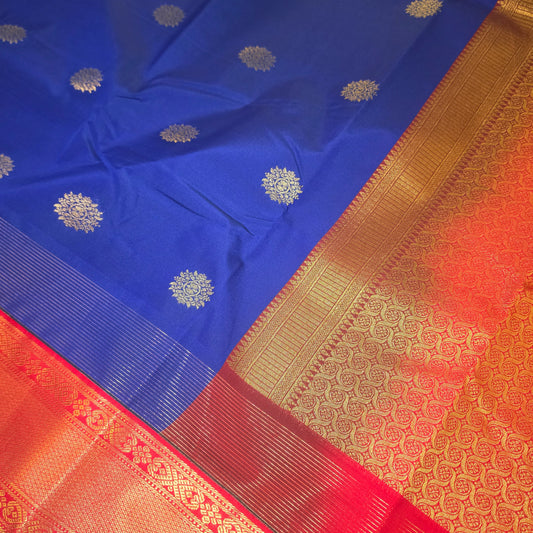 Royal blue red Parampara vegan kanchi silk saree GA26141
