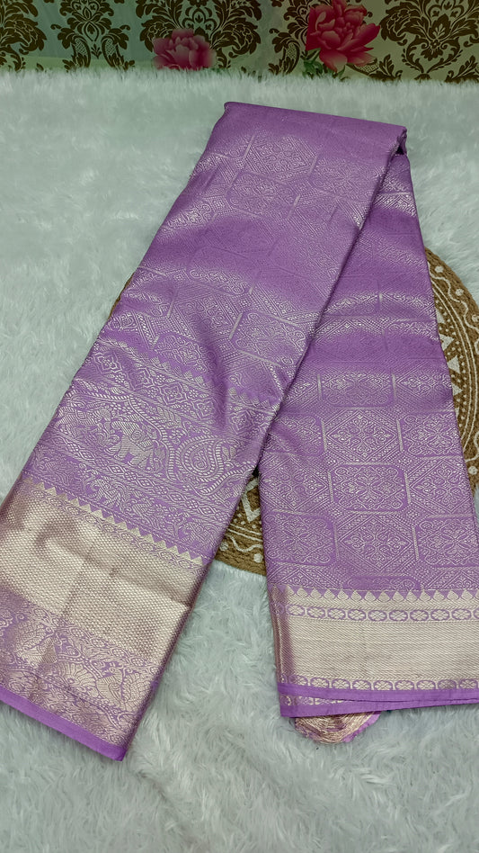 Purple Ashwa gaja vegan bridal  kanchi silk saree LA25954