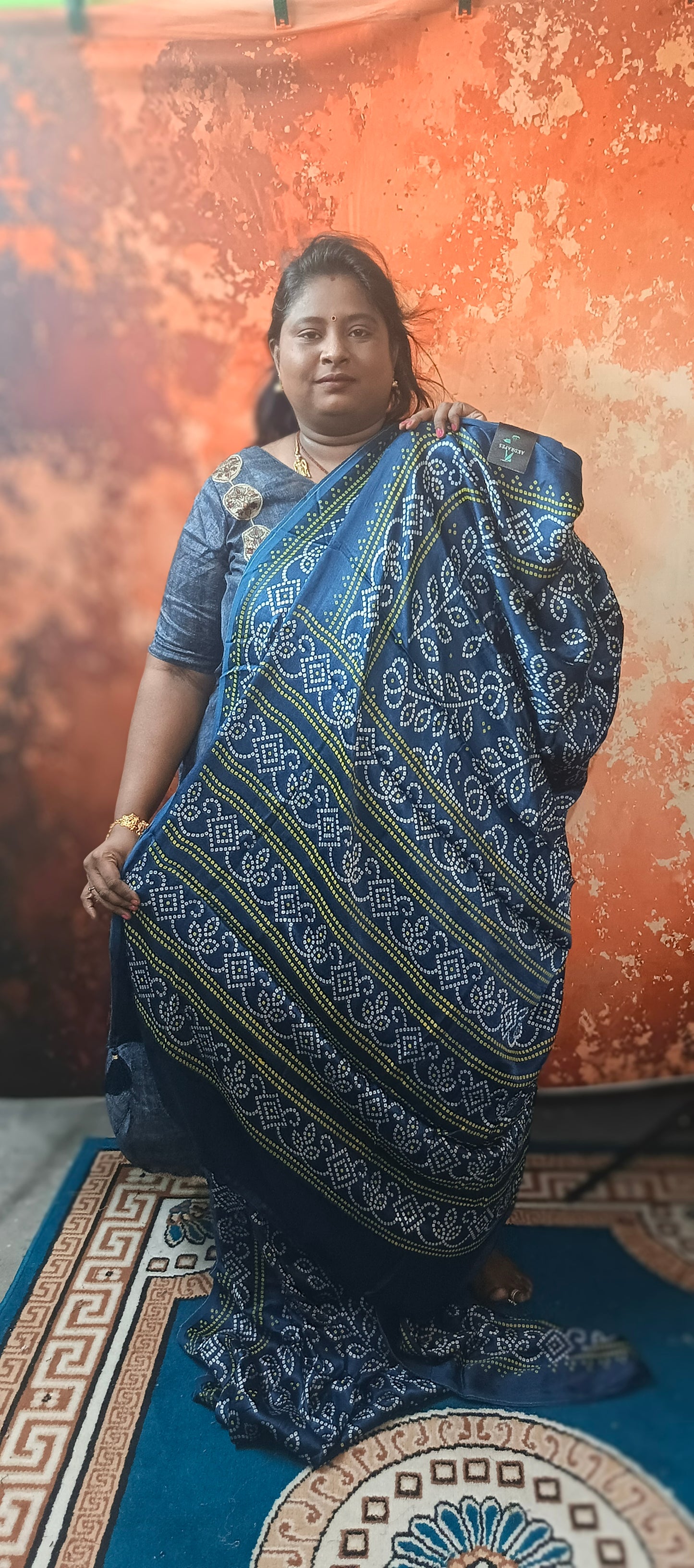Blue Mystic Mashru vegan silk saree SA25862