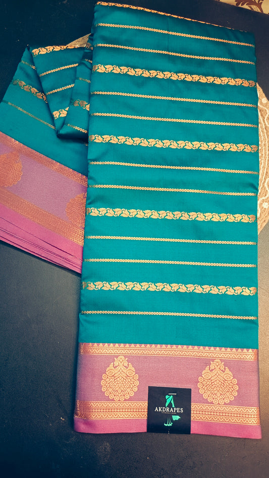 Sea blue purple Veldhari Vegan mysore silk saree MA25089