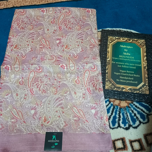 Lavender Vriddhi silk vol 4 Paisley vegan tussar crepe digital saree SA25647