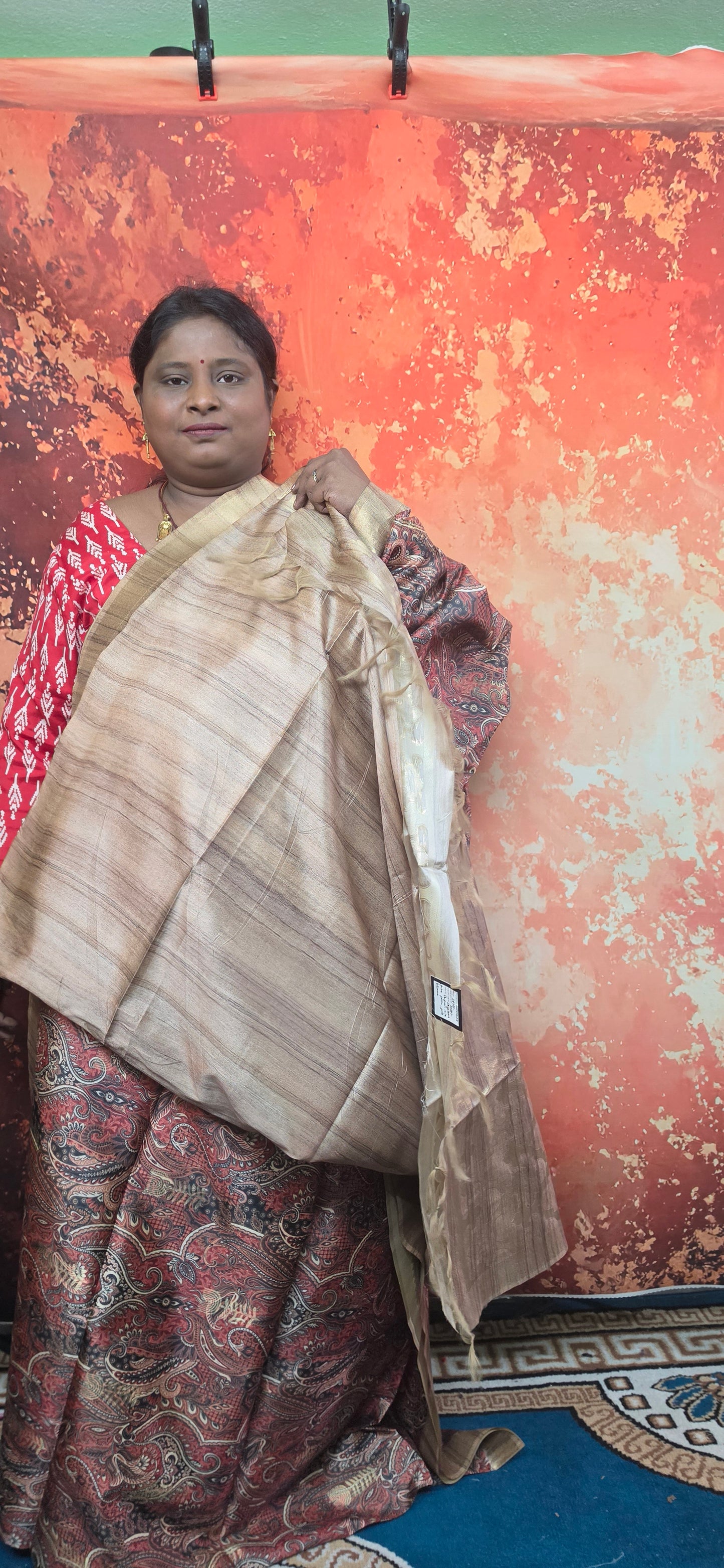 Red Paisley dreams vegan dupion silk saree HA25522