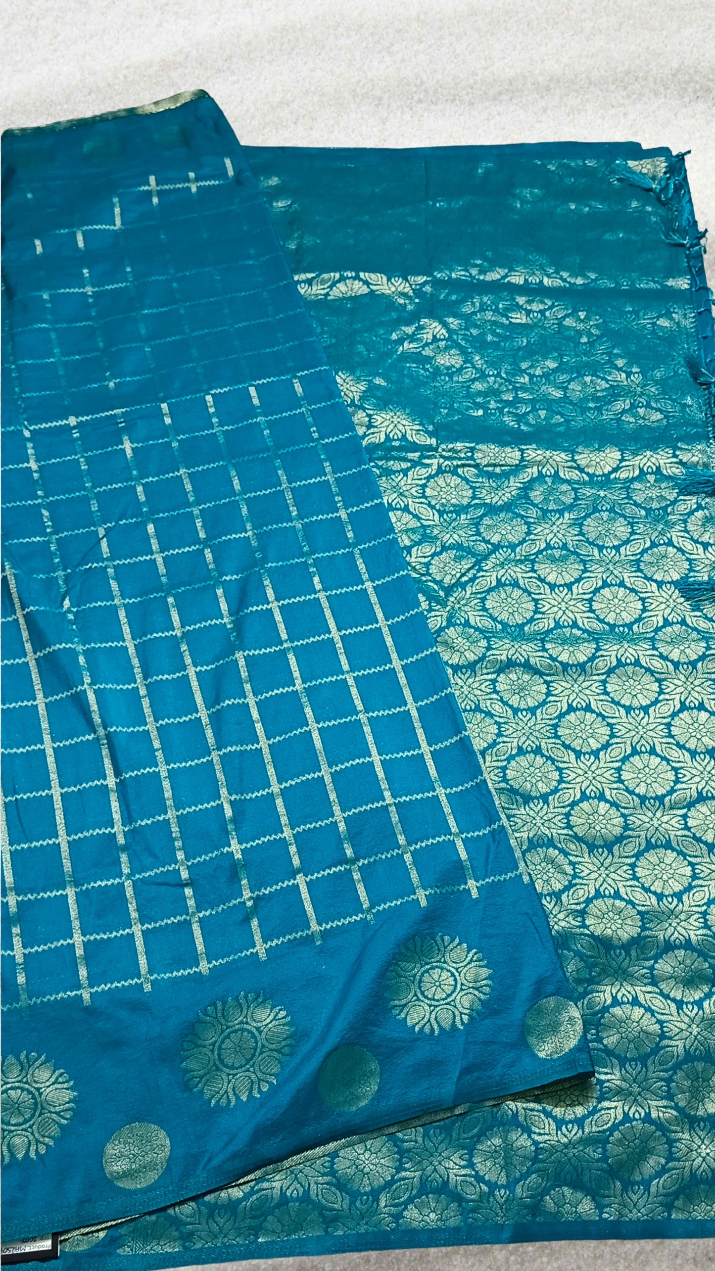 Sapphire Blue Sudar Chakkram vegan kaddi georgette saree MA25099