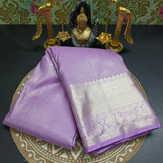 Purple Ashwa gaja vegan bridal  kanchi silk saree LA25954