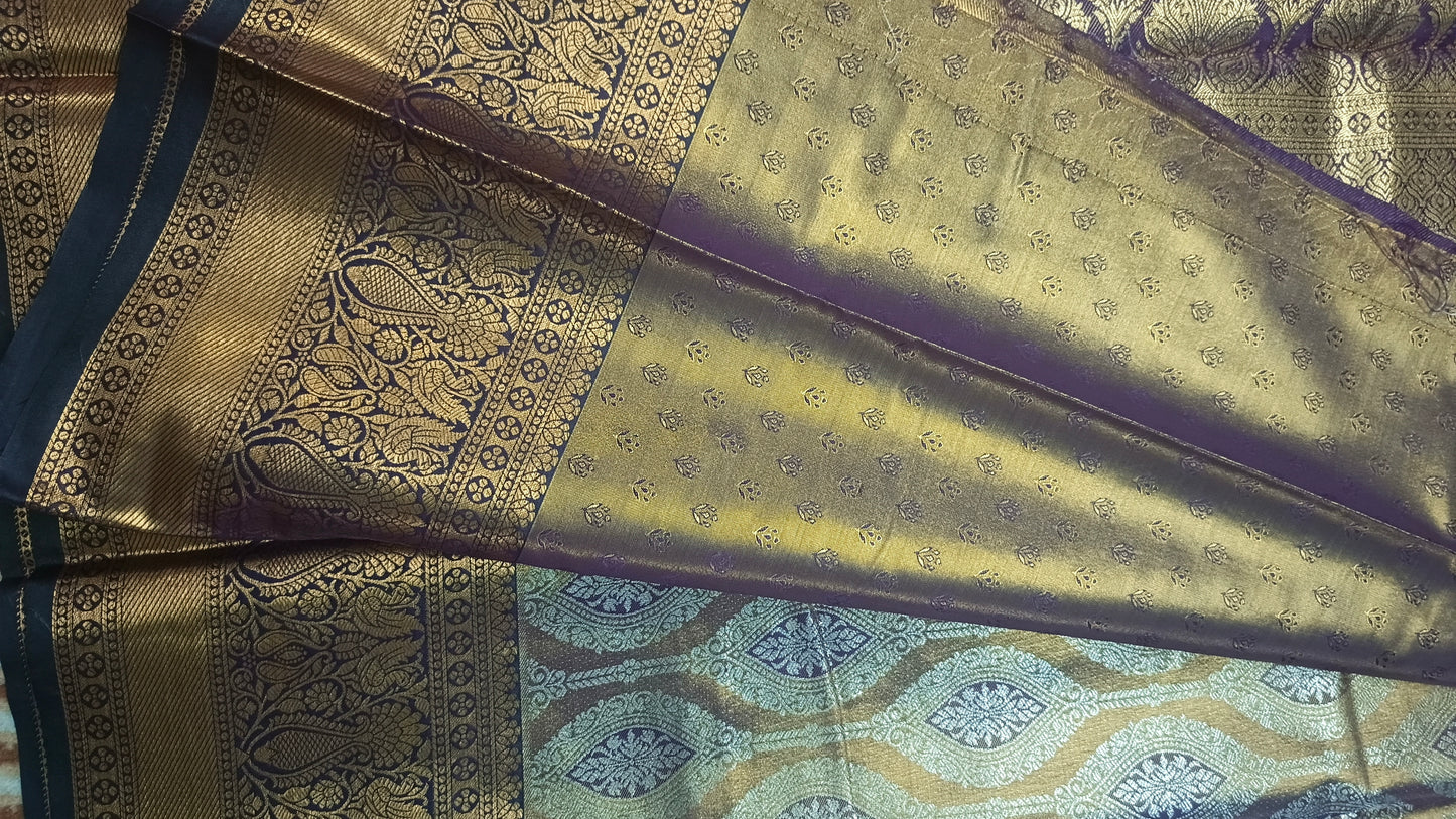 Purple Swarnika Vegan bridal silk saree JA25312