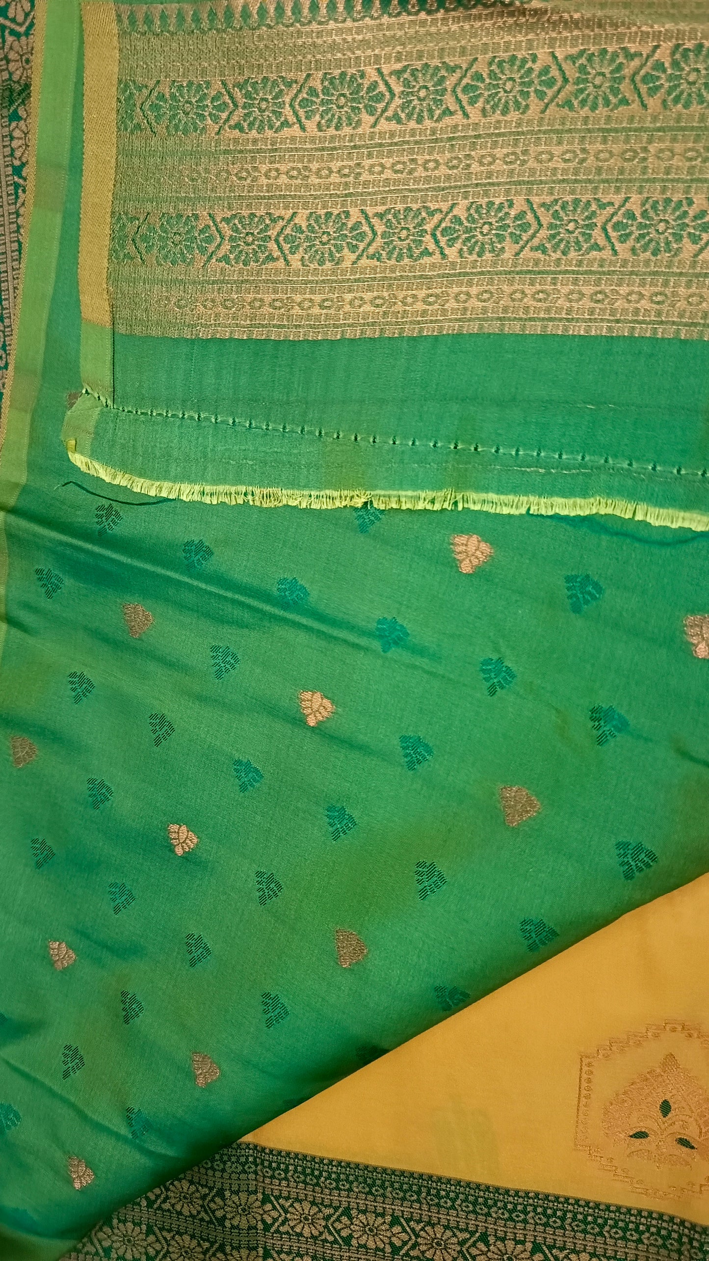 Yellow Green Anantha vastra Vegan Kanchi soft silk saree MA25118