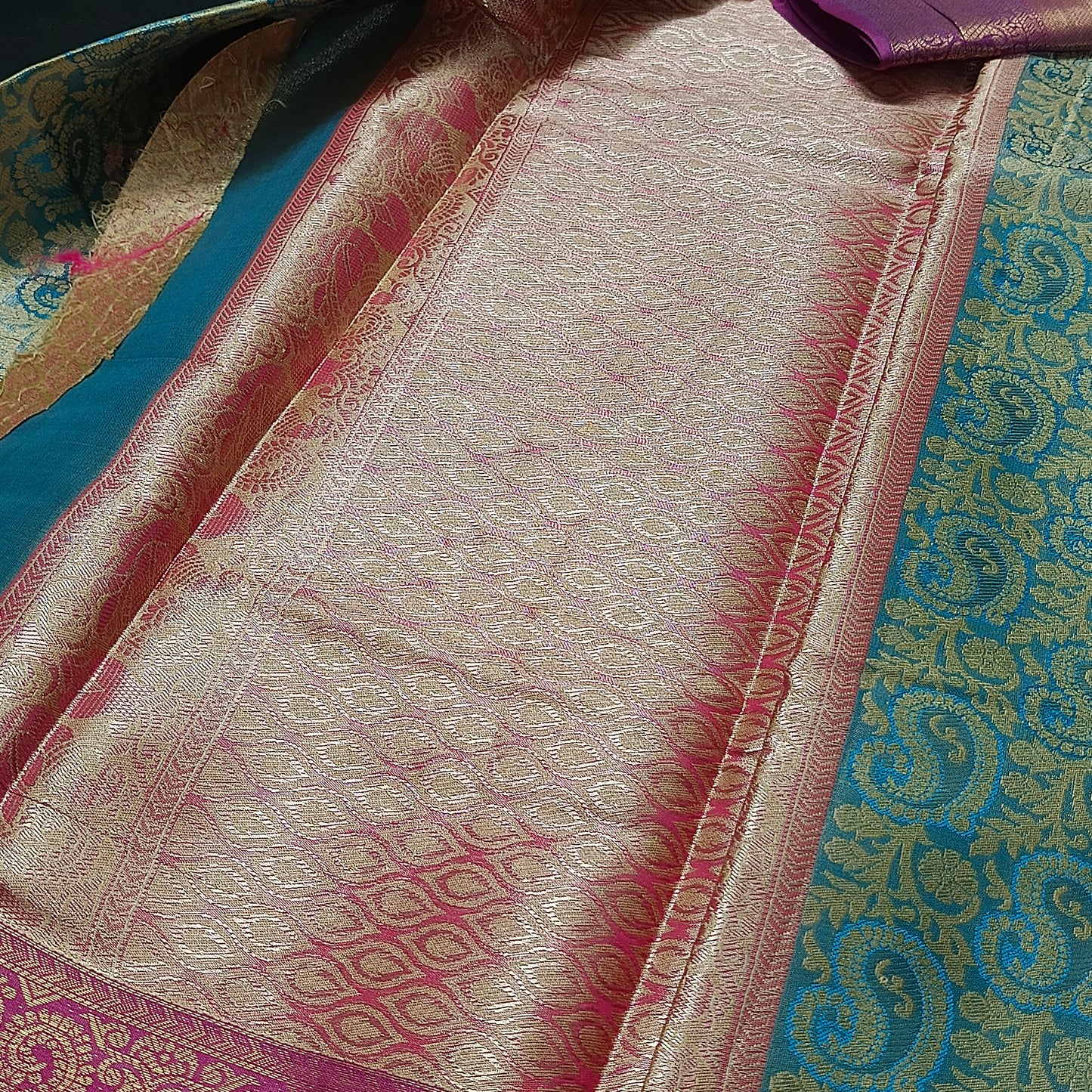 Blue Amarpalli vegan kanchi bridal tissue saree JA25307