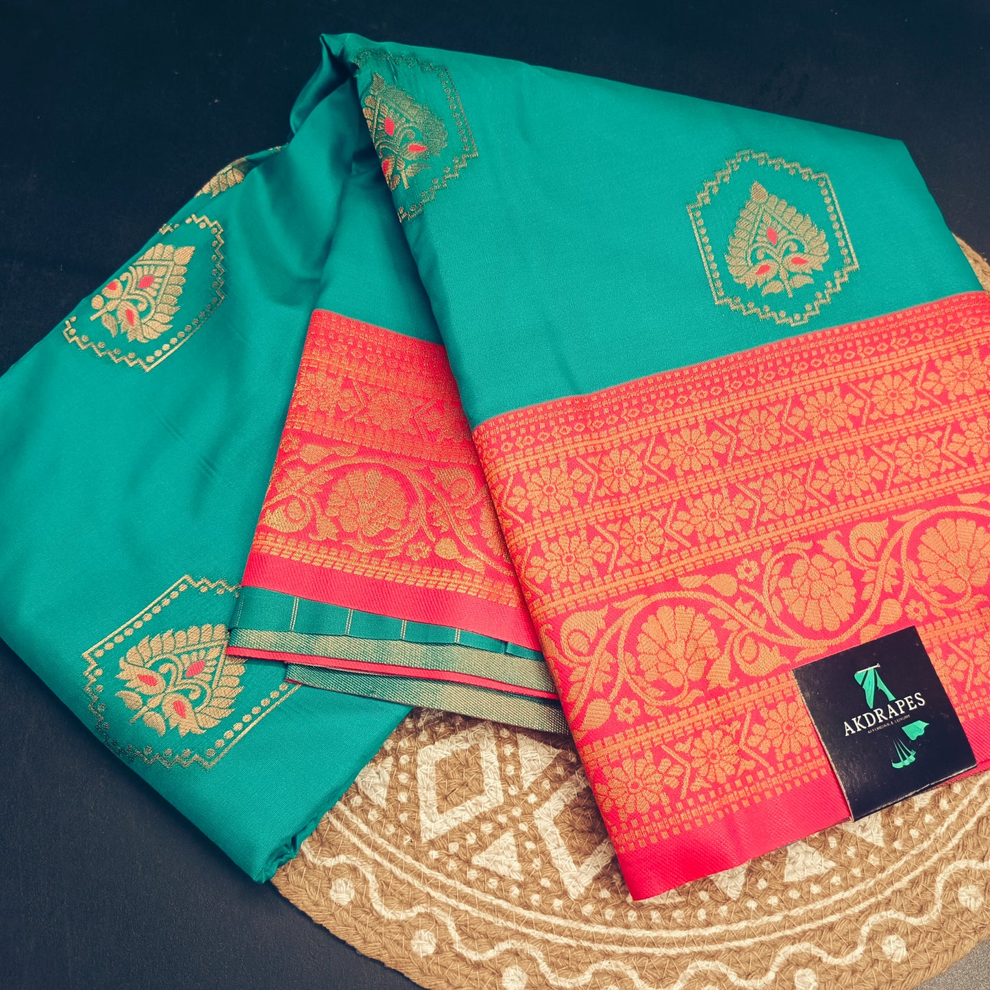Sea green hot pink Anantha vastra Vegan Kanchi soft silk saree MA25127