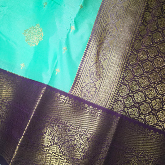 Green dark Purple Parampara vegan kanchi silk saree GA26163