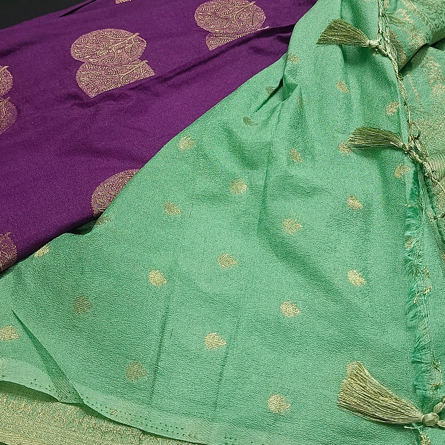 Violet banarasi vana premium vegan Kaddi georgette saree MA25200