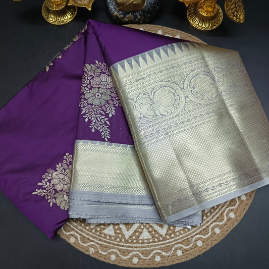 Violet Varnajalam vegan premium kanchi silk saree LA25911