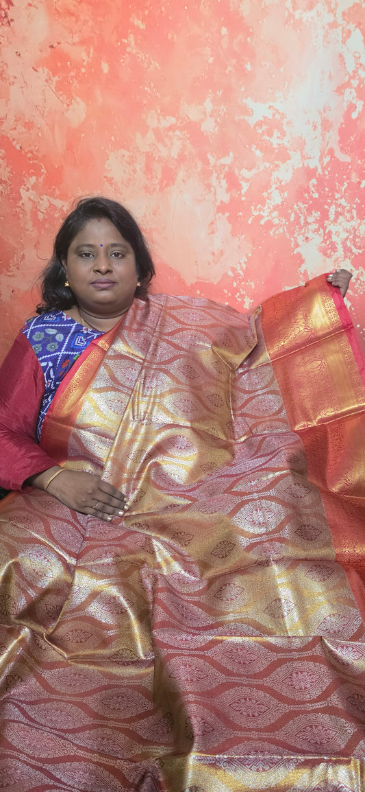 Red Gold Swarnika Vegan bridal silk saree JA25311